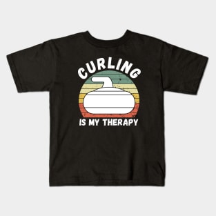 Curling Is My Therapy Kids T-Shirt